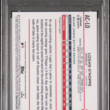 2024 Topps Chrome Update Series Logan O'hoppe #ACLO Red Wave PSA 8 Auto /5