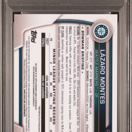 2023 Bowman Chrome Lazaro Montes #CPALM Speckle Refractor /299 PSA 10 Auto