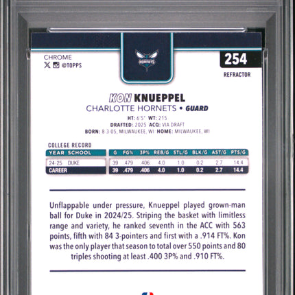 2025 Topps Chrome Kon Knueppel #254 Refractor PSA 9
