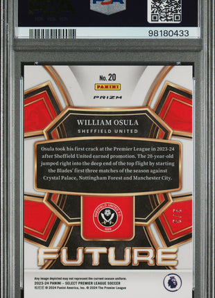 2023-24 Panini Select Premier League Select Future William Osula #20 Green PSA 9