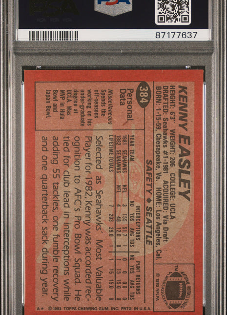 1983 Topps Kenny Easley #384 PSA 8