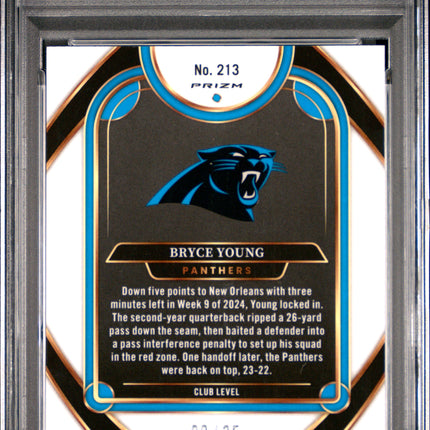 2024 Panini Select Bryce Young #213 Blue & Orange Shock 9/35 Jersey Match PSA 10