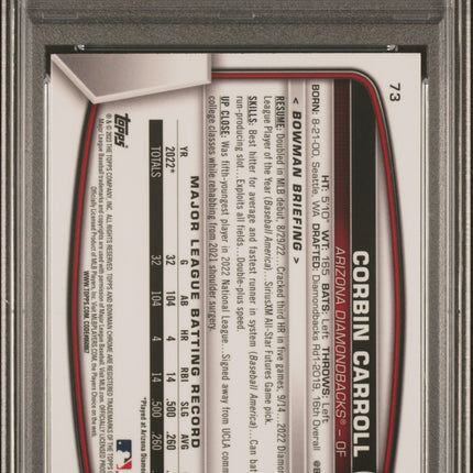 2023 Bowman Mega Box Chrome Corbin Carroll #73 PSA 10