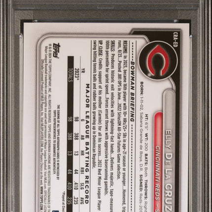 2024 Bowman Chrome Elly De La Cruz #CRAED Blue Refractor /150 PSA 9 Auto