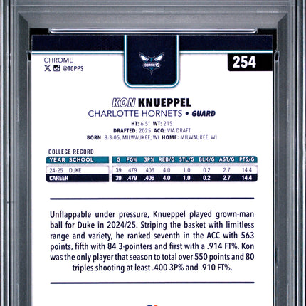 2025 Topps Chrome Kon Knueppel #254 Red White And Blue Ref PSA 10