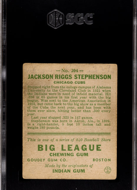 1933 Goudey Riggs Stephenson #204 SGC 1.5