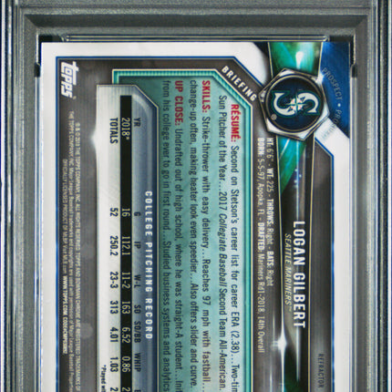 2018 Bowman Draft Logan Gilbert #BDC63 Chrome Refractor PSA 10