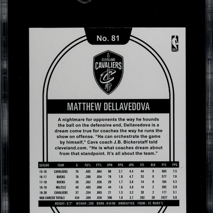 2020 Panini Hoops Matthew Dellavedova #81 Artist Proof /25 SGC 10