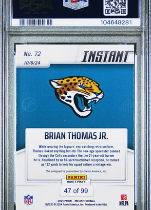 2024 Panini Instant NFL Brian Thomas JR. #72 Autograph PSA 10
