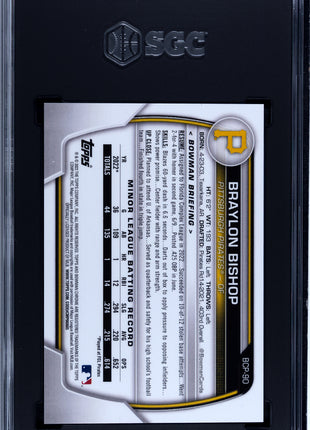 2023 Bowman Chrome 1st Rose Gold Lava /10 Braylon Bishop #BCP-90 SGC 9