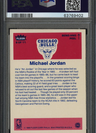 1986 Fleer Sticker Michael Jordan #8 PSA 6.5