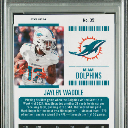 2024 Panini Contenders Optic Jaylen Waddle #35 Purple Pulsar /37 PSA 9