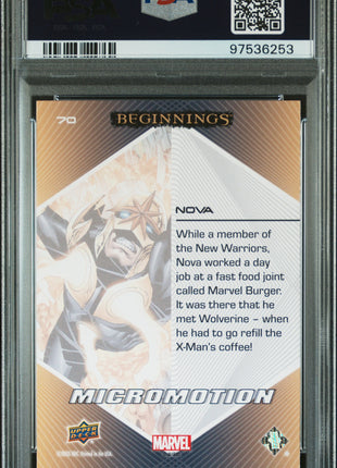 2024 Upper Deck Marvel Beginnings Vol.2 Series 2 Micro Motion Nova #70 PSA 10