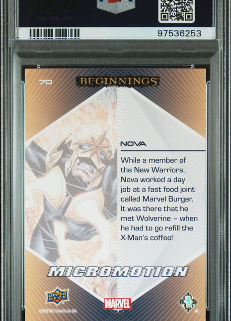 2024 Upper Deck Marvel Beginnings Vol.2 Series 2 Micro Motion Nova #70 PSA 10