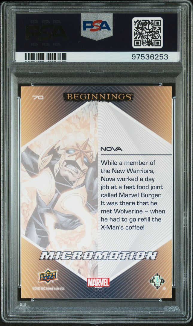 2024 Upper Deck Marvel Beginnings Vol.2 Series 2 Micro Motion Nova #70 PSA 10