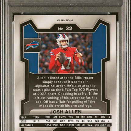 2023 Panini Prizm Josh Allen #32 Red White Blue PSA 10