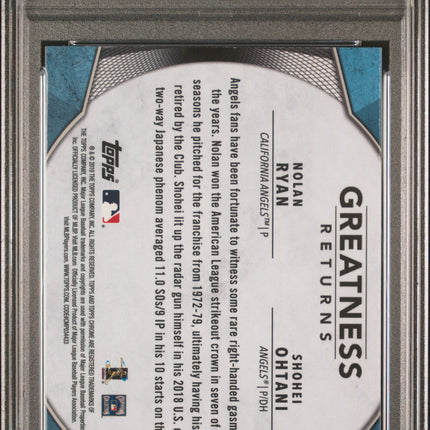 2019 Topps Chrome Greatness Returns Shohei Ohtani Nolan Ryan #GRE3 PSA 10