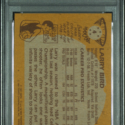 1981 Topps Larry Bird #4 PSA 8