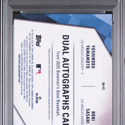 2025 Bowman's Best Yoshinobu Yamamoto Roki Sasaki Gold Ref /50 PSA 10 Auto 10