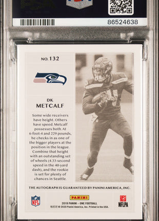 2019 Panini One DK Metcalf #132 Autograph Blue 13/75 PSA 9