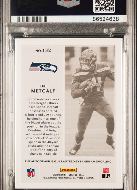 2019 Panini One DK Metcalf #132 Autograph Blue 13/75 PSA 9