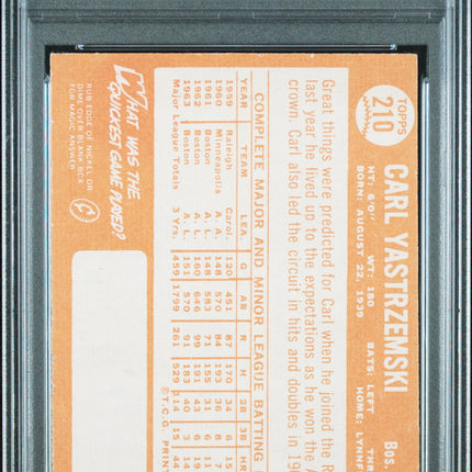 1964 Topps Carl Yastrzemski #210 PSA 6