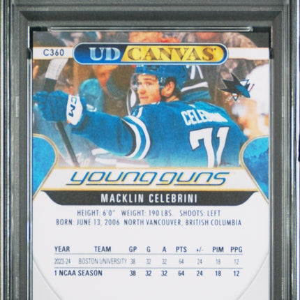 2024 Upper Deck UD Canvas Macklin Celebrini #C360 PSA 9