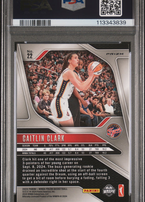 2024 Panini Prizm WNBA Caitlin Clark #22 Orange Velocity PSA 9