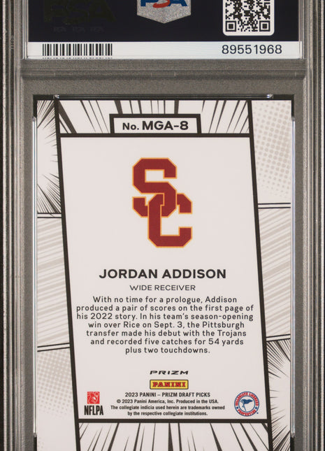 2023 Panini Prizm Draft Picks Manga Jordan Addison #MGA8 PSA 10