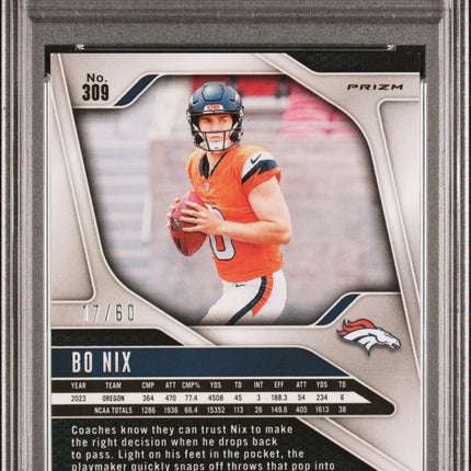 2024 Panini Prizm Bo Nix #309 Orange Wave PSA 9 /60