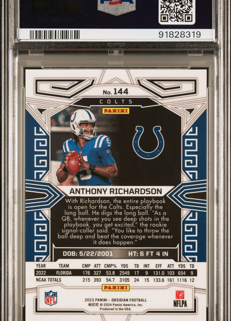 2023 Panini Obsidian Anthony Richardson #144 PSA 9