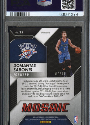 2016 Panini Prizm Mosaic Gold Domantas Sabonis #25 Gold PSA 10 Rc /10