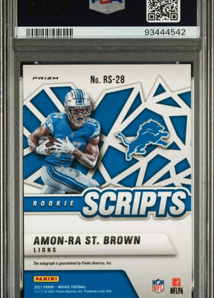 2021 Panini Mosaic Rookie Scripts Amon-Ra ST. Brown #RS28 PSA 9