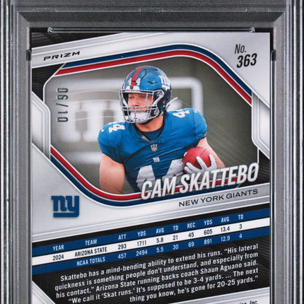 2025 Panini Prizm Cam Skattebo #363 Autograph Gold PSA 10 Auto