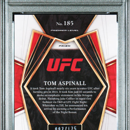 2022 Panini Select UFC Tom Aspinall #185 Bronze Prizm PSA 10 /175
