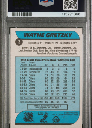 1986 O-Pee-Chee Wayne Gretzky #3 PSA 7