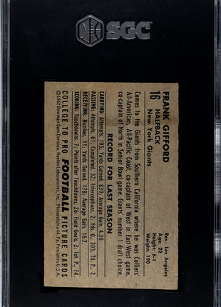 1952 Bowman Small Frank Gifford #16 SGC 5