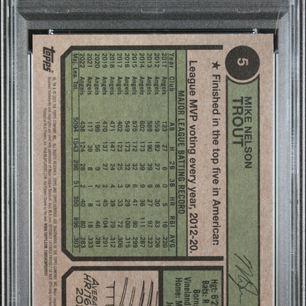 2023 Topps Heritage Mike Trout #5 Chrome Blue Sparkle Ref PSA 10