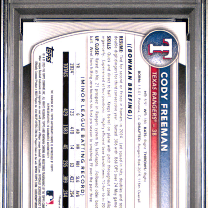 2025 Bowman Chrome Cody Freeman #CPACFR Hta Choice Ref 064/150 PSA 9 Auto