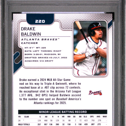 2025 Topps Pristine Drake Baldwin #220 Blue Refractor 39/75 PSA 10