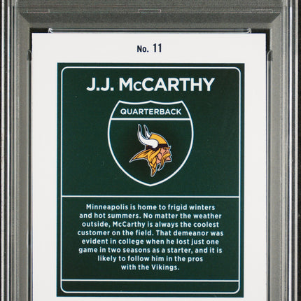 2024 Panini Donruss Downtown! JJ Mccarthy #11 PSA 9