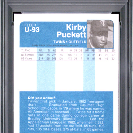 1984 Fleer Update Kirby Puckett #U-93 PSA 8