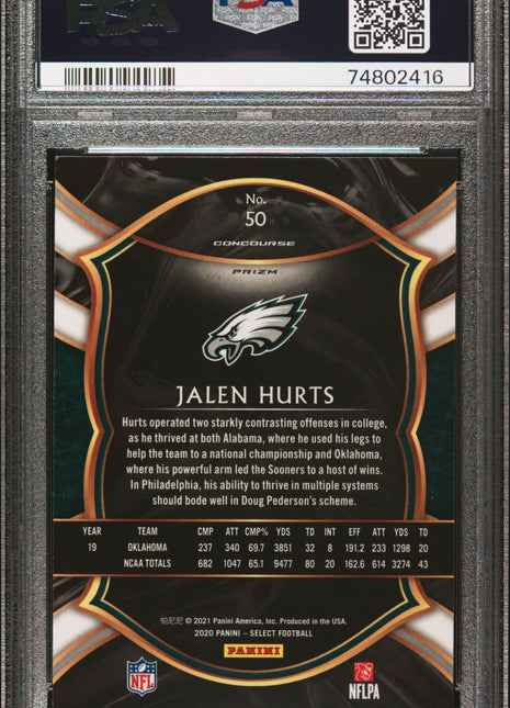 2020 Panini Select Jalen Hurts #50 PSA 10