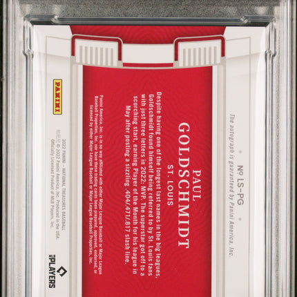 2022 Panini National Treasures Legacy Paul Goldschmidt #PG Gold /25 PSA 9 Auto