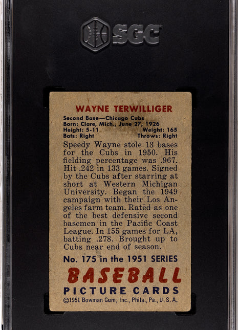 1951 Bowman Wayne Terwilliger #175 SGC 2.5