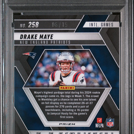 2025 Panini Mosaic Drake Maye #258 Tessellation /15 PSA 9