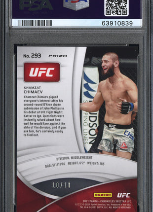 2021 Panini Chronicles UFC Khamzat Chimaev #293 Gold PSA 9