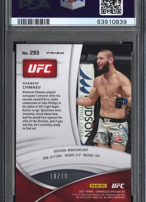 2021 Panini Chronicles UFC Khamzat Chimaev #293 Gold PSA 9