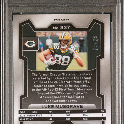2023 Panini Prizm Luke Musgrave #337 Blue Shimmer PSA 10 /25