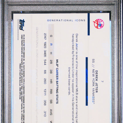 2019 Topps X Lindor Generational Icons Derek Jeter #7 PSA 10